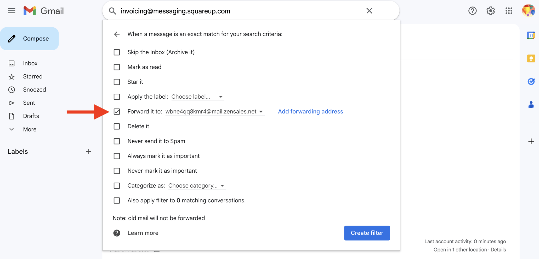 Square Email Forwarding with Gmail