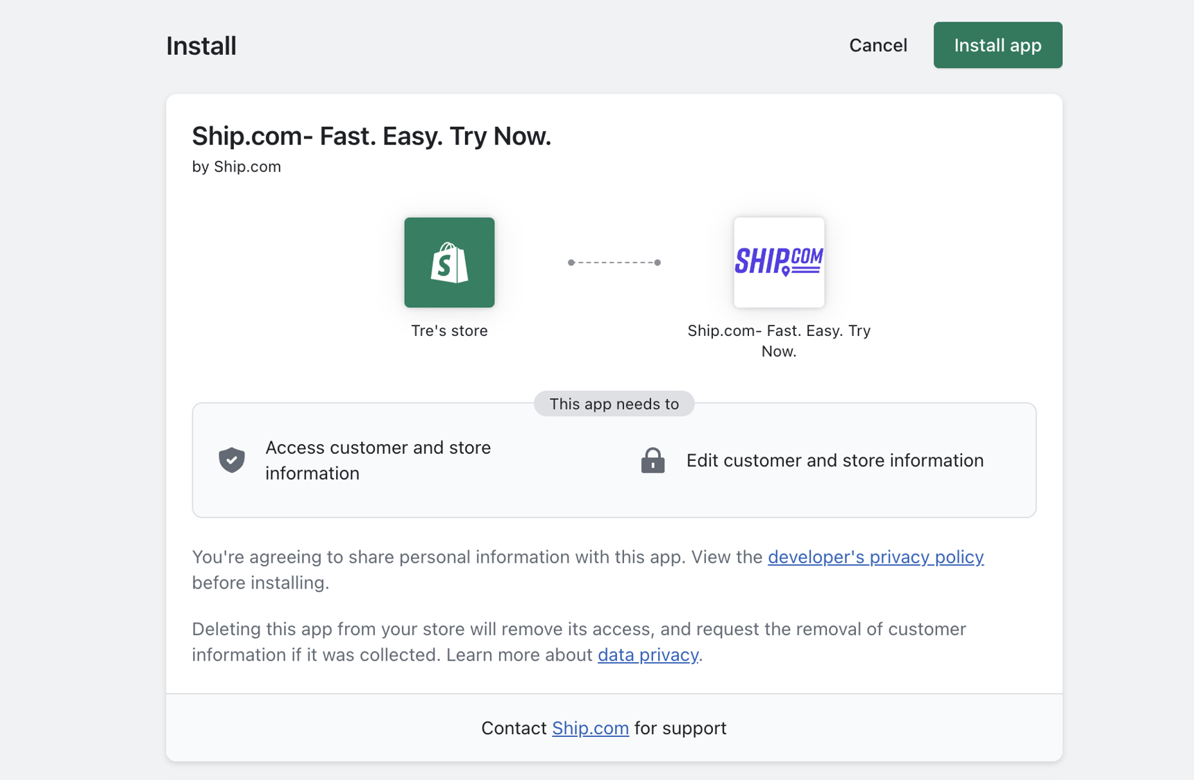 Shopify Setup Through App Store