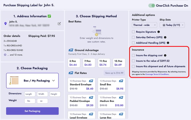 one click purchase insurance